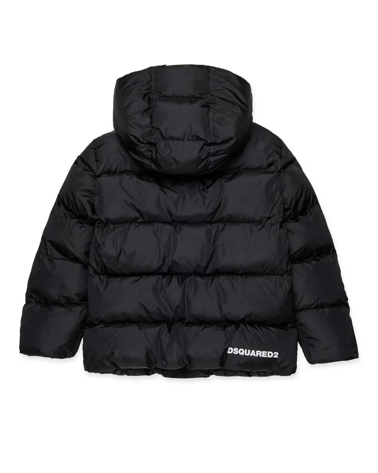Dsquared2 Kids piumino Nero con Cappuccio e Logo Interno per Bambini