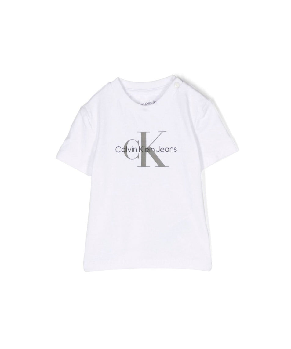 Calvin Klein Kids T-shirt Bianca con CK per Neonati