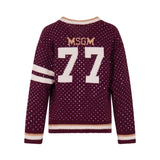 MSGM Kids Cardigan Borgogna con Strass per Bambine