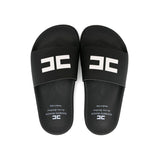 Elisabetta Franchi La Mia Bambina Ciabatta Nera con Logo Jacquard