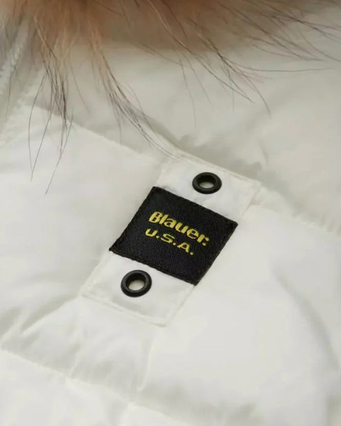 Blauer Kids Giubbino Bianco con Cappuccio in Pelliccia Unisex Armony per Neonati