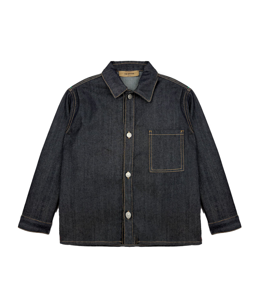 I'M Brian Kids Camicia din Denim con Tasca Frontale per Bambini