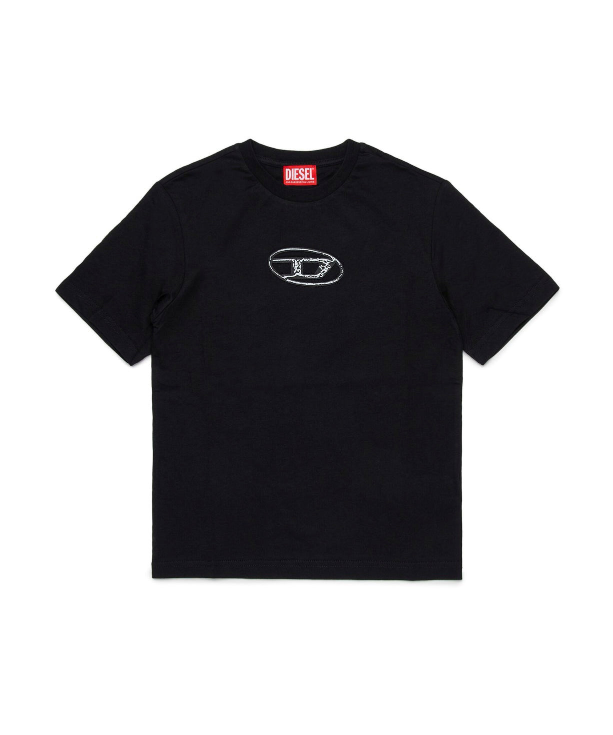 Diesel Kids T-Shirt Nera con Oval D per Bambine