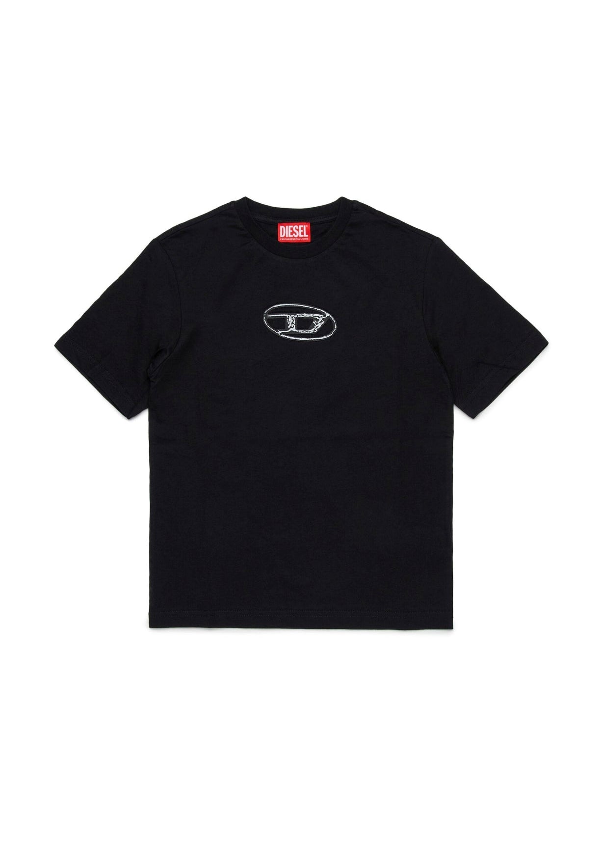 Diesel Kids T-Shirt Nera con Oval D per Bambine