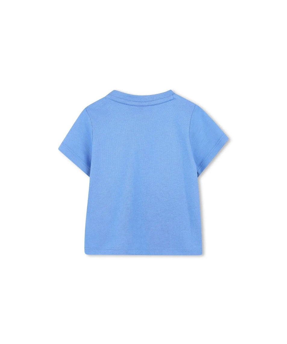 Boss Kids T-shirt Celeste con Logo per Neonati (retro)