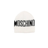 Moschino Kids Cappello Beanie Panna xon Intarso Logo