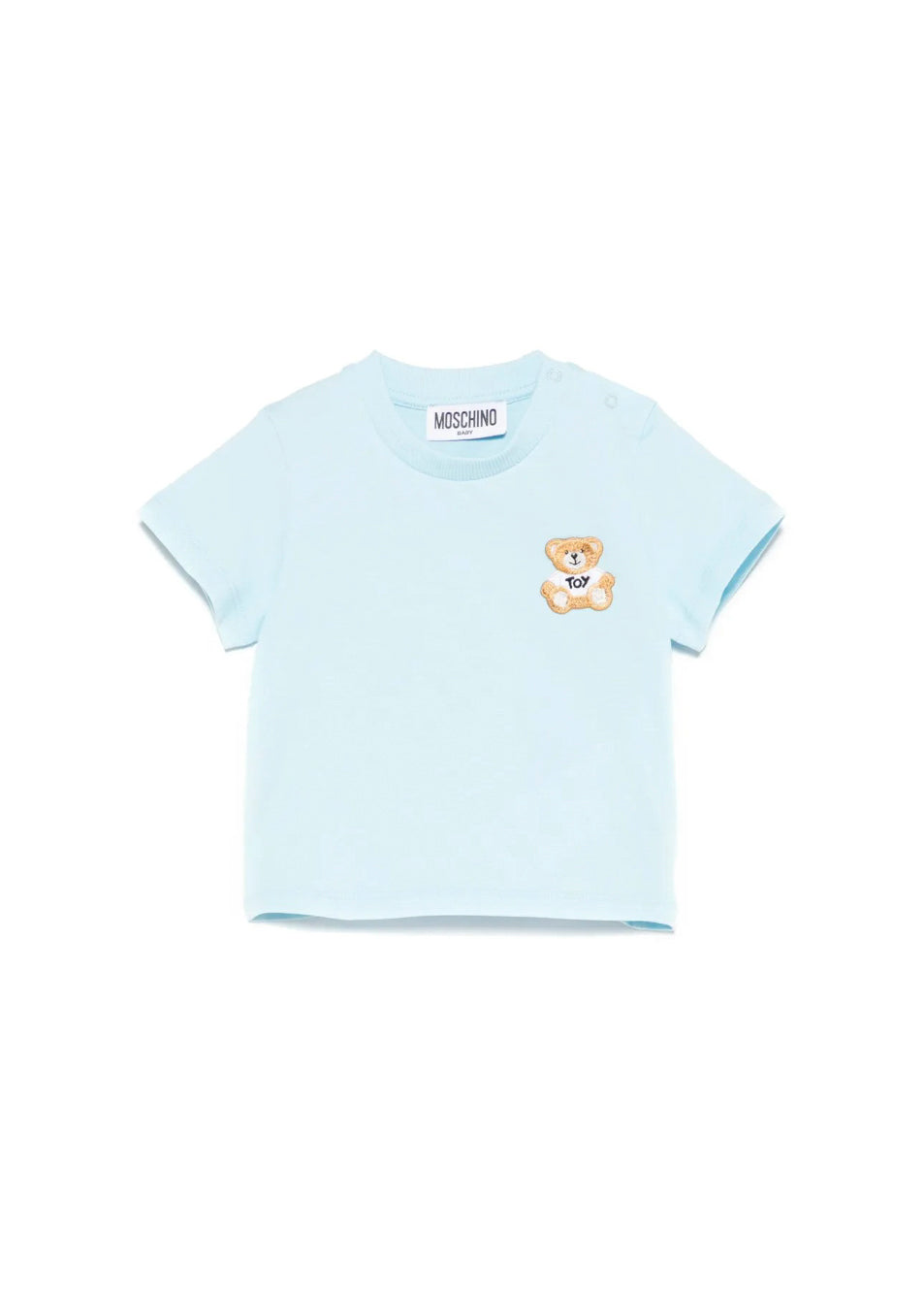 Moschino Kids T-shirt Celeste con Ricamo Toy per Neonati