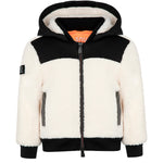 SUNS Kids Giubbotto Teddy Bianco e Nero con Cappuccio per Bambini