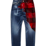 Dsquared2 Kids Jeans Denim a Quadri Bro Jeans per Bambini