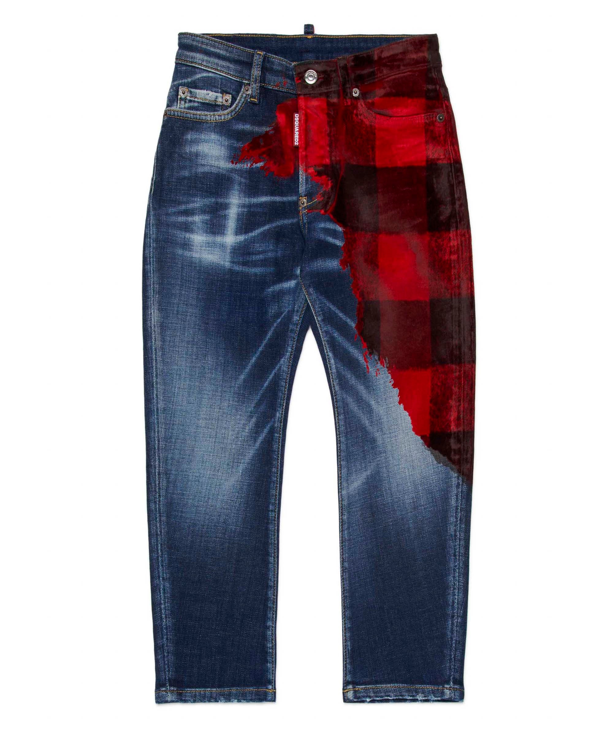 Dsquared2 Kids Jeans Denim a Quadri Bro Jeans per Bambini