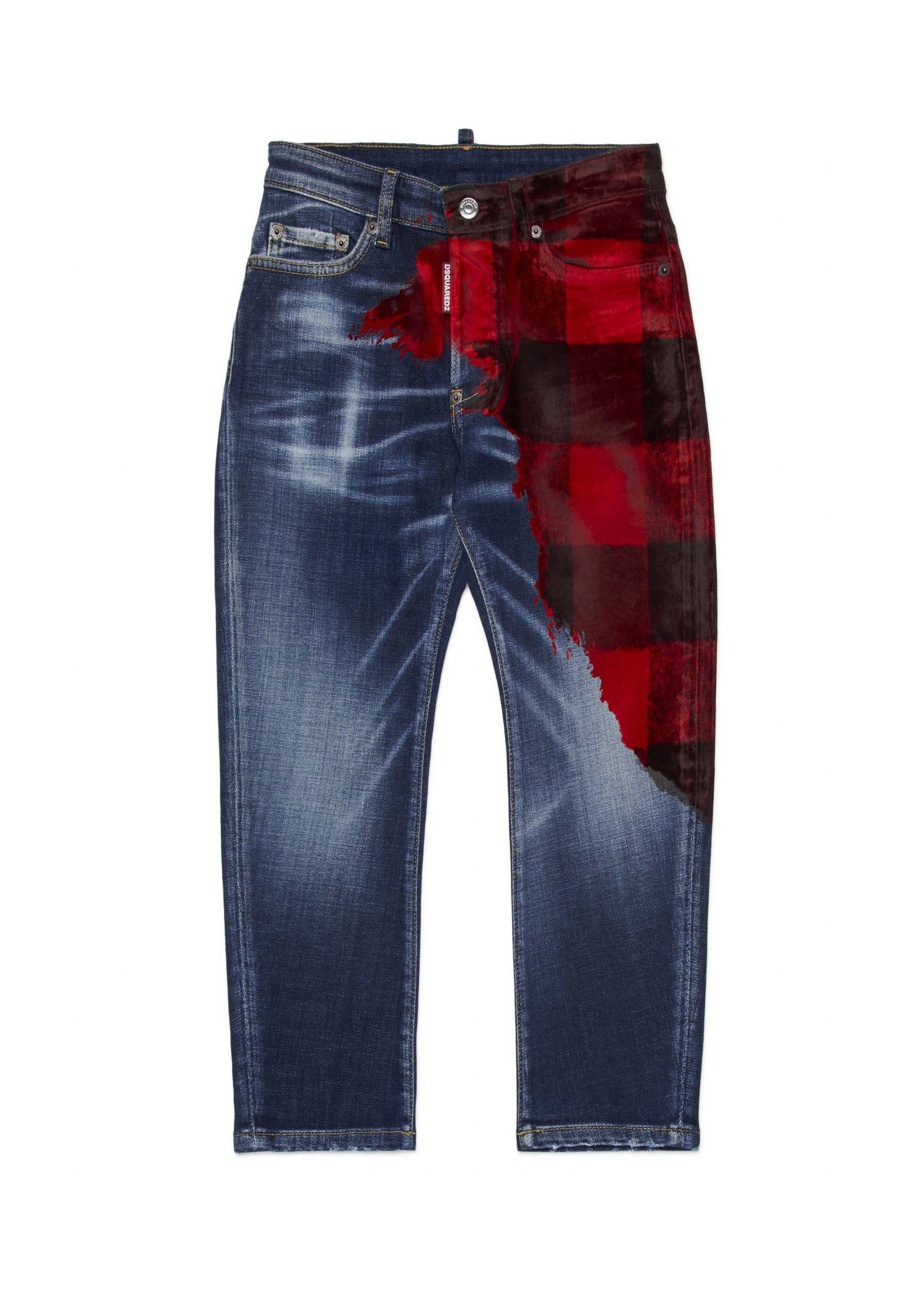 Dsquared2 Kids Jeans Denim a Quadri Bro Jeans per Bambini
