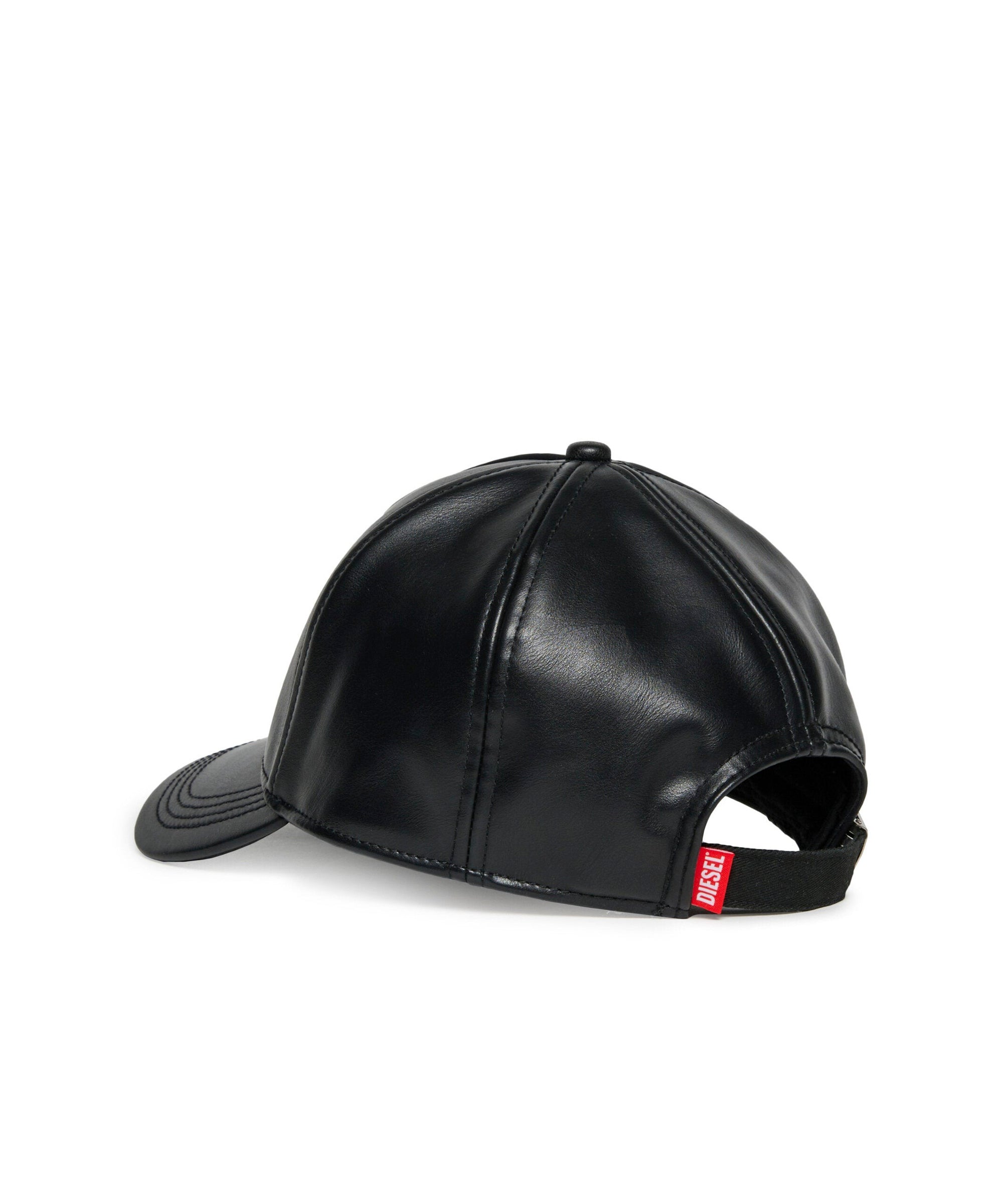 Diesel Kids Cappello Nero in Simil Pelle con Oval D