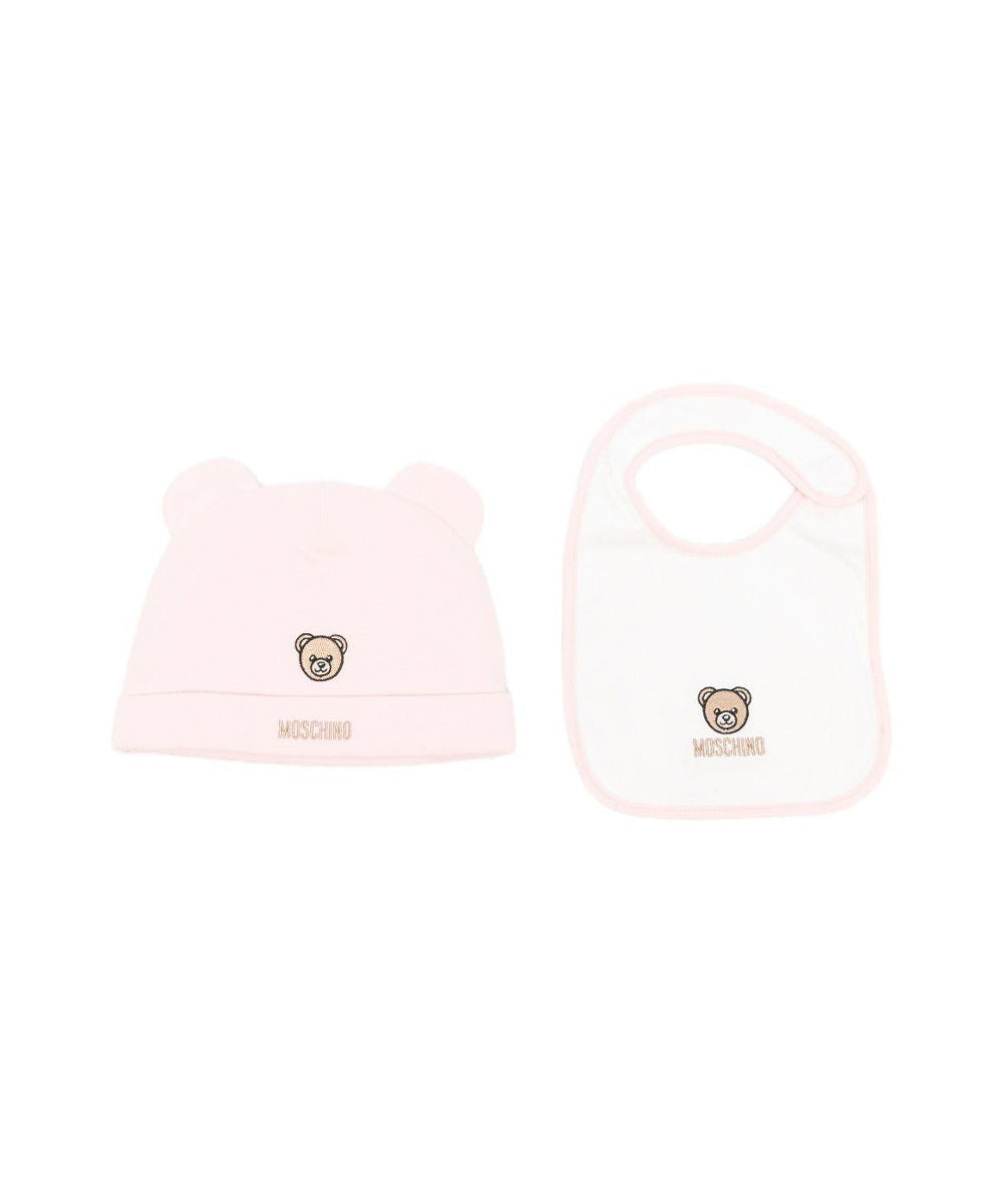 Moschino Kids Capello Rosa con Bavetta per Neonate