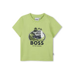 Boss Kids T-shirt Lime con Stampa per Neonati
