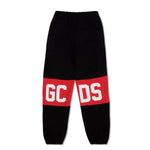 Gcds Kids Pantalone di Tuta Nero con Stampa a Contrasto Unisex per Bambini