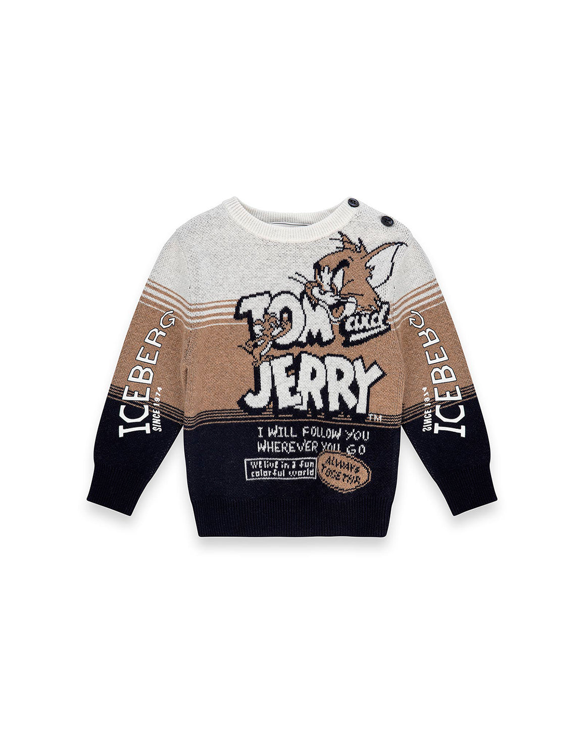 Iceberg Kids Maglioncino Girocollo "Tom & Jerry" Bicolore per Neonati