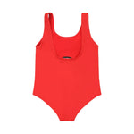Moschino Kids Costume Monokini Rosso con Stampa per Neonate