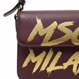 Msgm Kids Borsetta a Spalla Bordeaux con Stampa Logo Maxi MSGM a Contrasto per Bambine