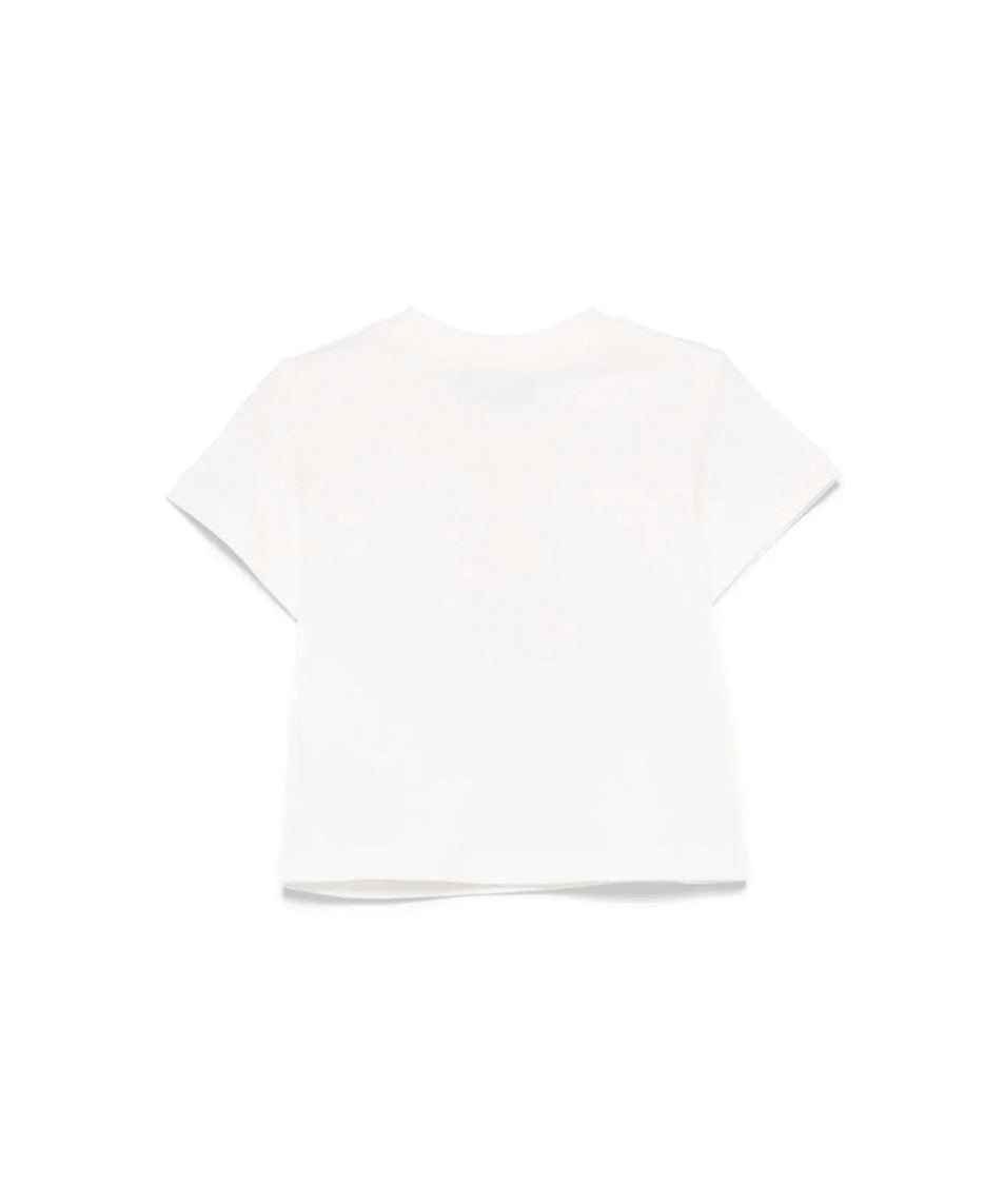 Moschino Kids T-shirt Panna con Ricamo Teddy per Neonati