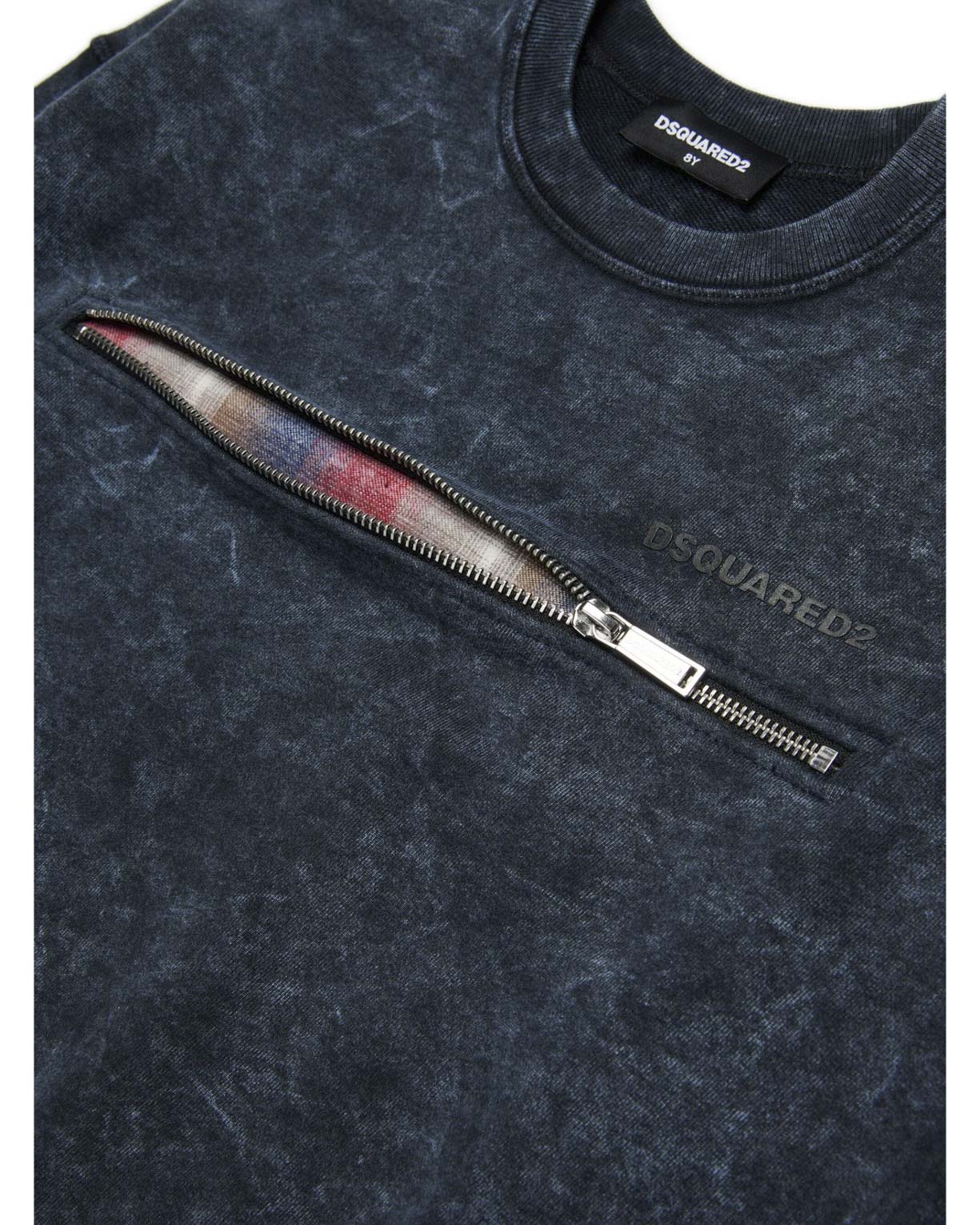 Dsquared2 Kids Felpa Girocollo Marmorizzata con Zip per Bambini