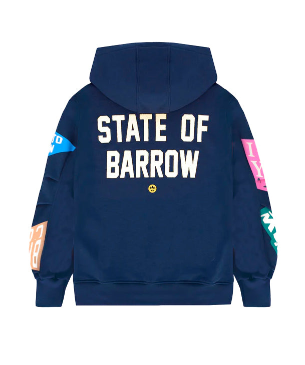 Barrow Kids Felpa Blu con Cappuccio e Maniche e Stampe Multicolor per Bambine