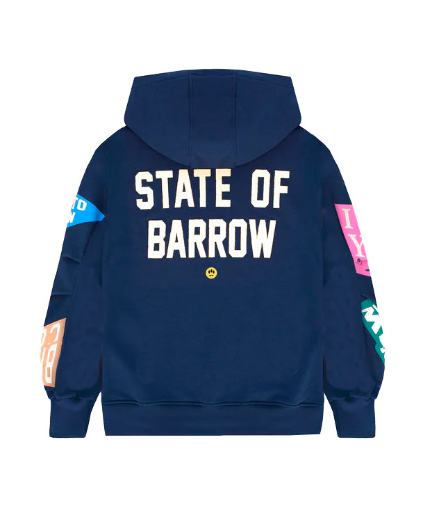 Barrow Kids Felpa Blu con Cappuccio e Maniche e Stampe Multicolor per Bambine