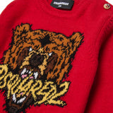 Dsquared2 Kids Maglione Rosso con Intarso Bear per Neonati