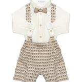 Barcellino Kids Completo 3 pezzi con bretelle e papillon Grigio/beige per Neonati