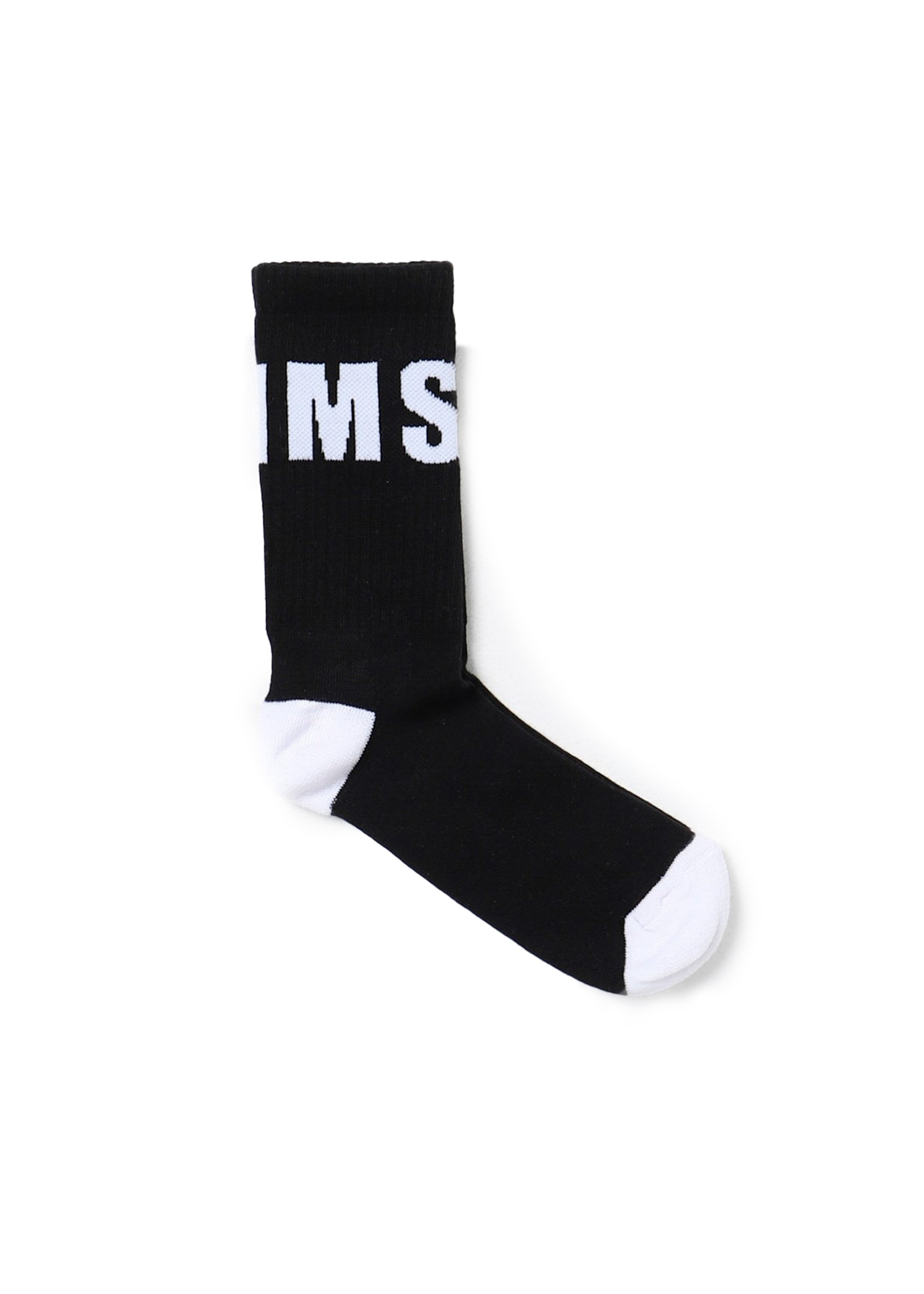 MSGM Kids Calzino Nero con Logo Jacquard