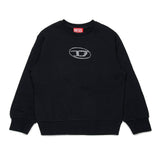 Diesel Kids Felpa Girocollo Nera Oval D per Bambini