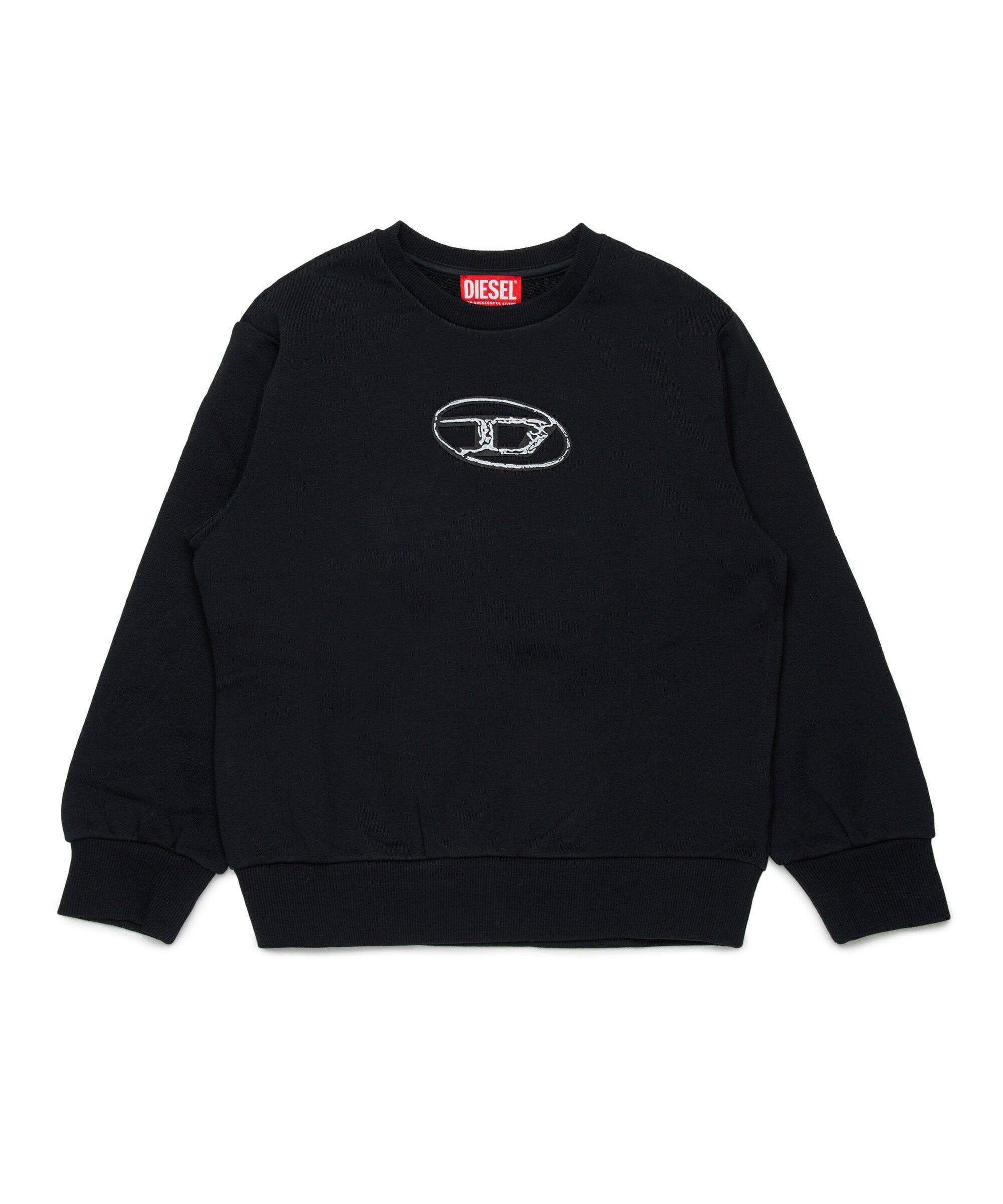 Diesel Kids Felpa Girocollo Nera Oval D per Bambini