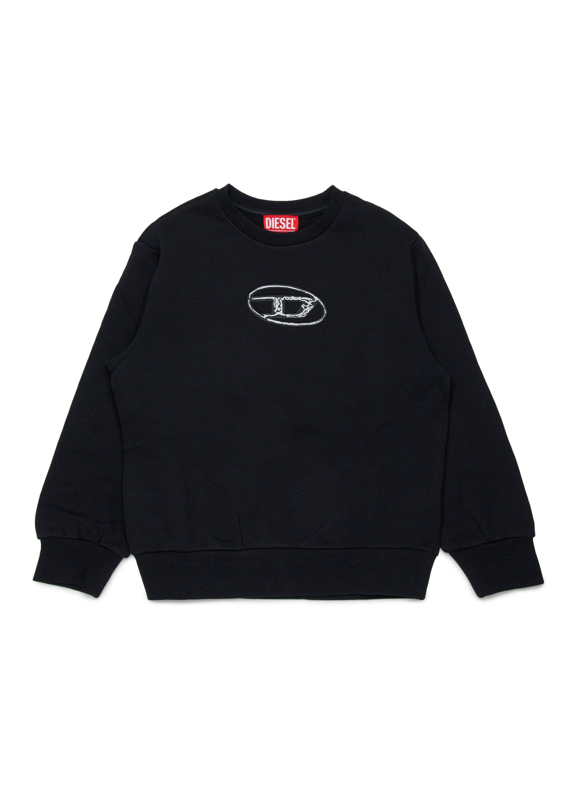 Diesel Kids Felpa Girocollo Nera Oval D per Bambini