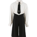 Elisabetta Franchi La Mia Bambina Camicia Panna con Pantaloni Neri e Cravatta per Bambine