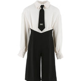 Elisabetta Franchi La Mia Bambina Camicia Panna con Pantaloni Neri e Cravatta per Bambine