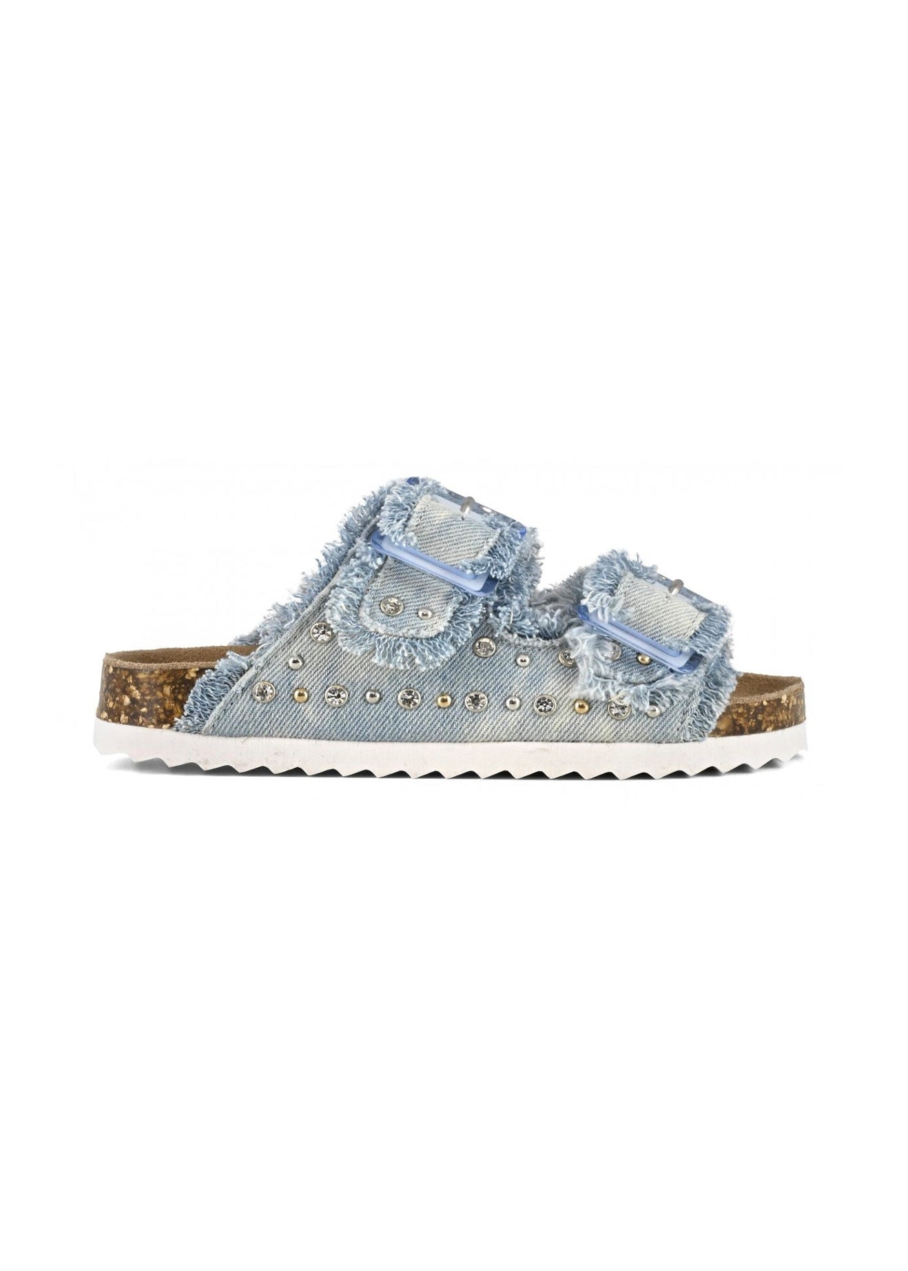 Colors of California Sandalo Doppia Fascia Denim con Strass per Bambine