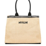 MSGM Kids Borsa Natural Tote con Logo per Bambine