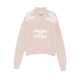 Elisabetta Franchi La Mia Bambina Maglioncino Rosa con Intarso Logo per Bambine