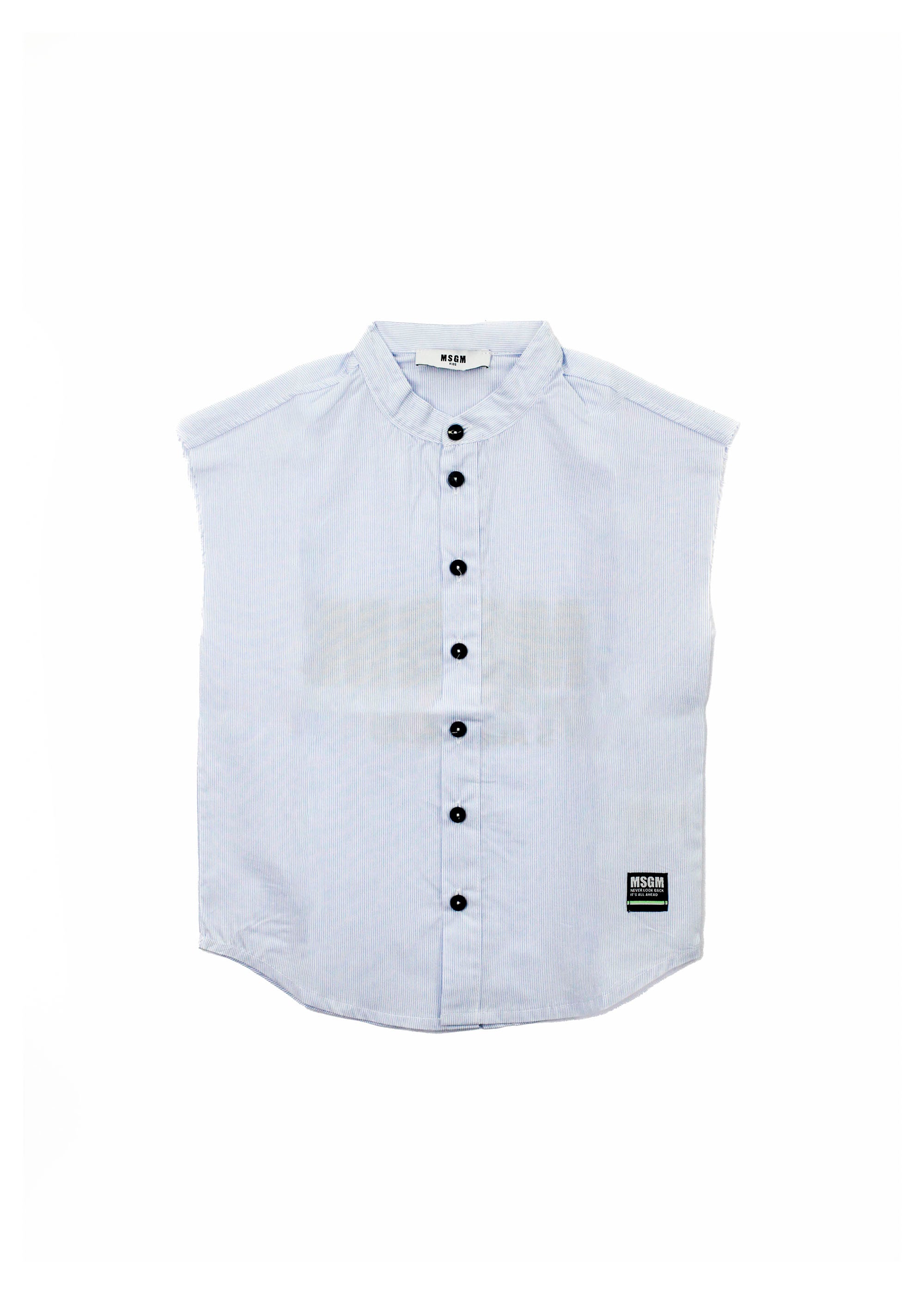 MSGM Kids Camicia Celeste Giro Maniche con Stampa per Bambini