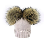 Queen Ecru Wool Hat with Double Pom Pom