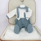 Deolinda Tutina Bianca/Denim con Teddy per Neonati