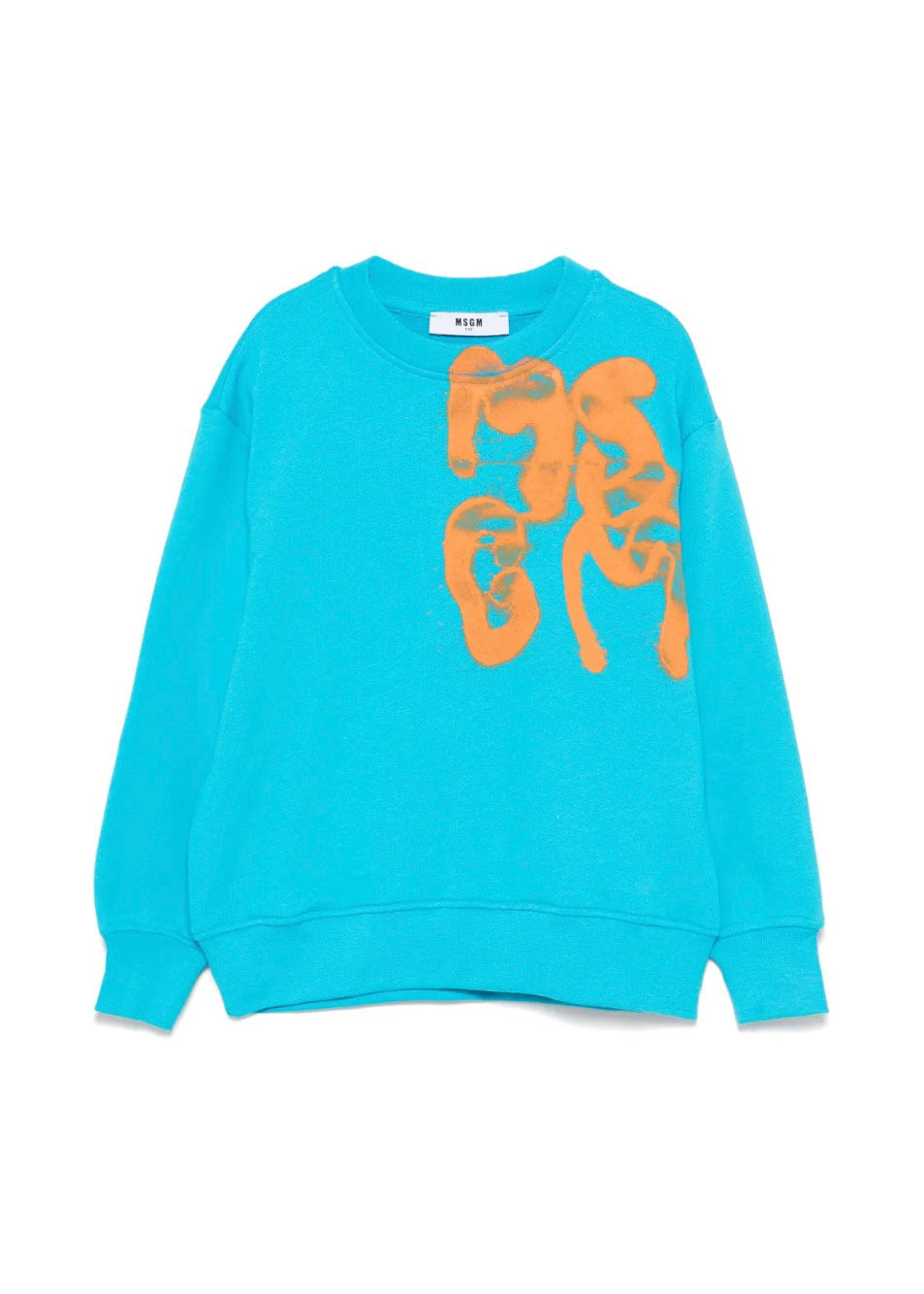 MSGM Kids Felpa Turchese con Stampa Graffiti per Bambini (fronte)