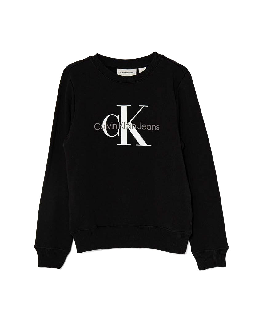 Calvin Klein Kids Felpa Girocollo Nera per Bambini