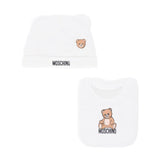 Moschino Kids Cappello con Bavetta Panna con Logo per Neonati