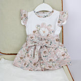 Deolinda T-shirt con Shorts Fantasia Floreale con Fiocco per Neonate
