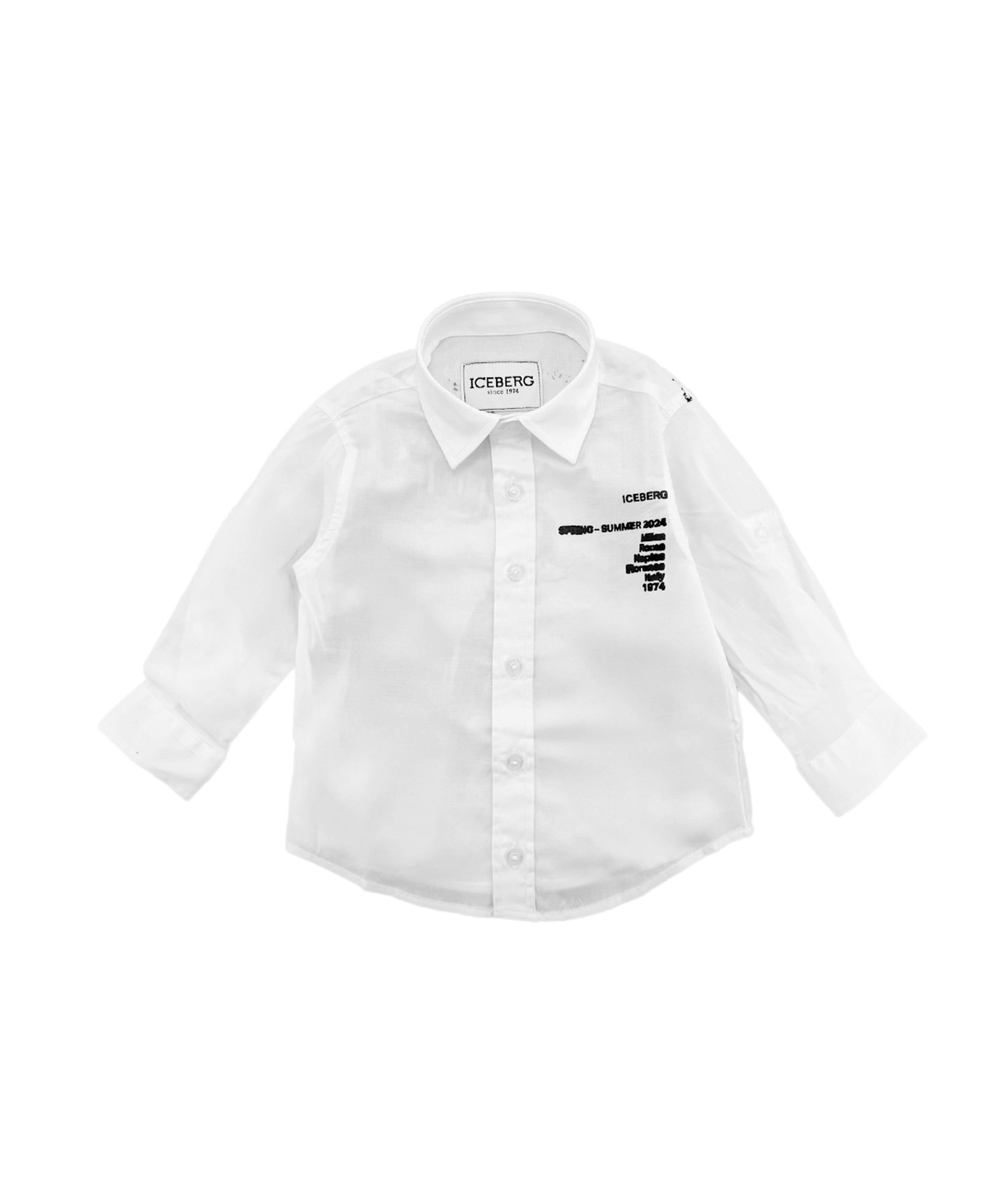 Iceberg Kids Camicia Bianca con Stampa sul Retro per Neonati