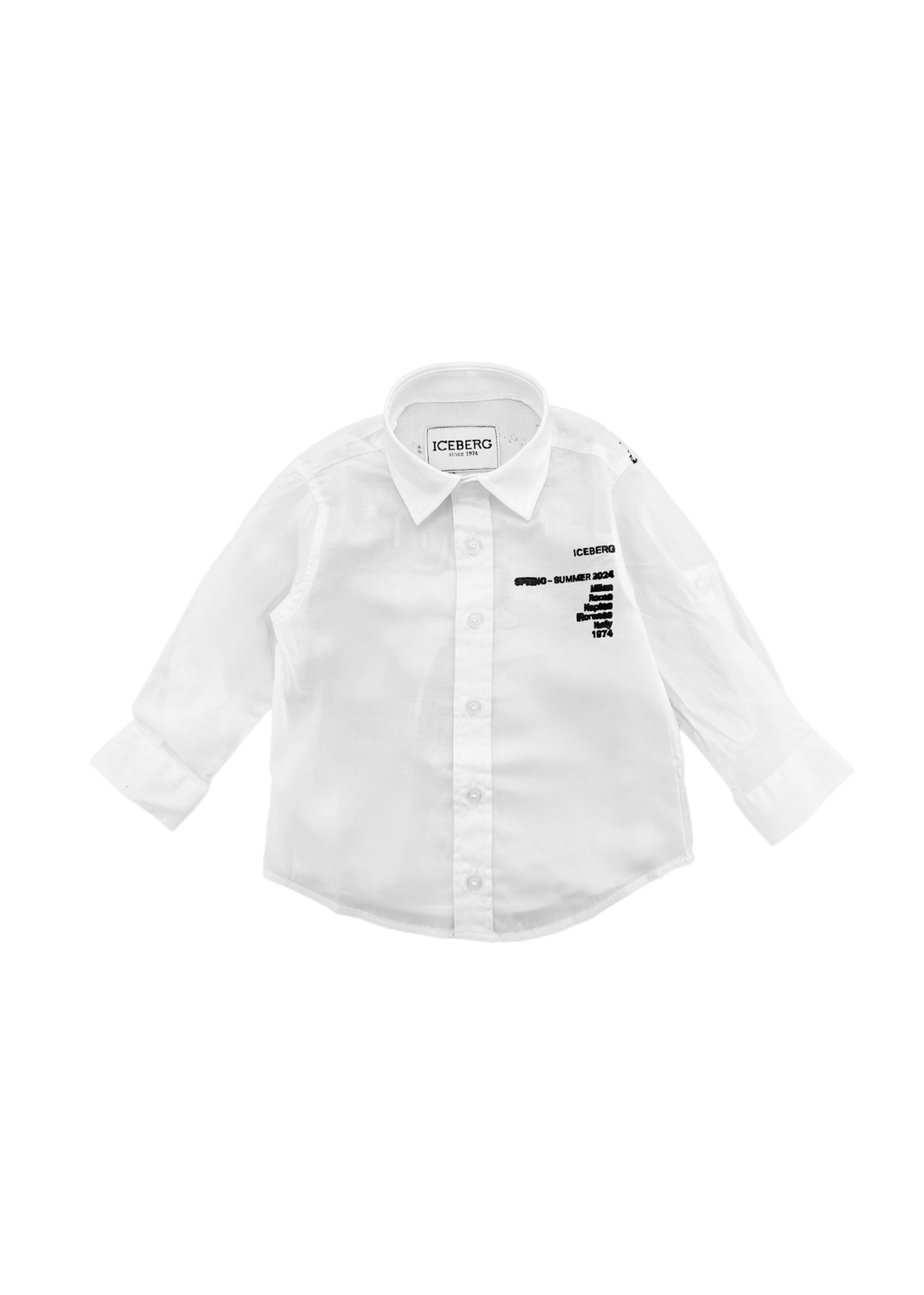 Iceberg Kids Camicia Bianca con Stampa sul Retro per Neonati