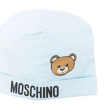 Moschino Kids Cappello Celeste con Logo Teddy Bear per Neonati