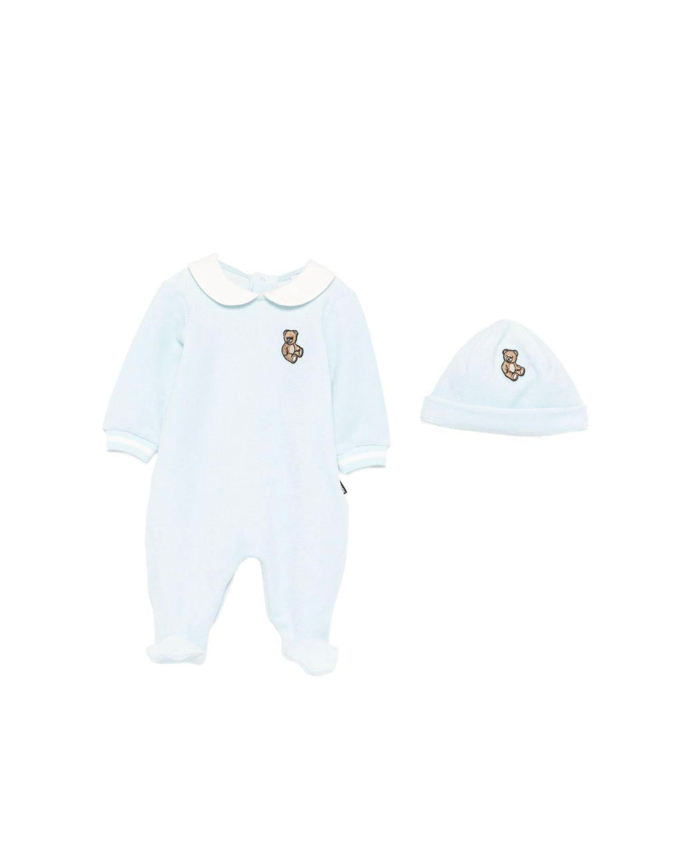 Moschino Kids Tutina con Cappellino Celeste per Neonati