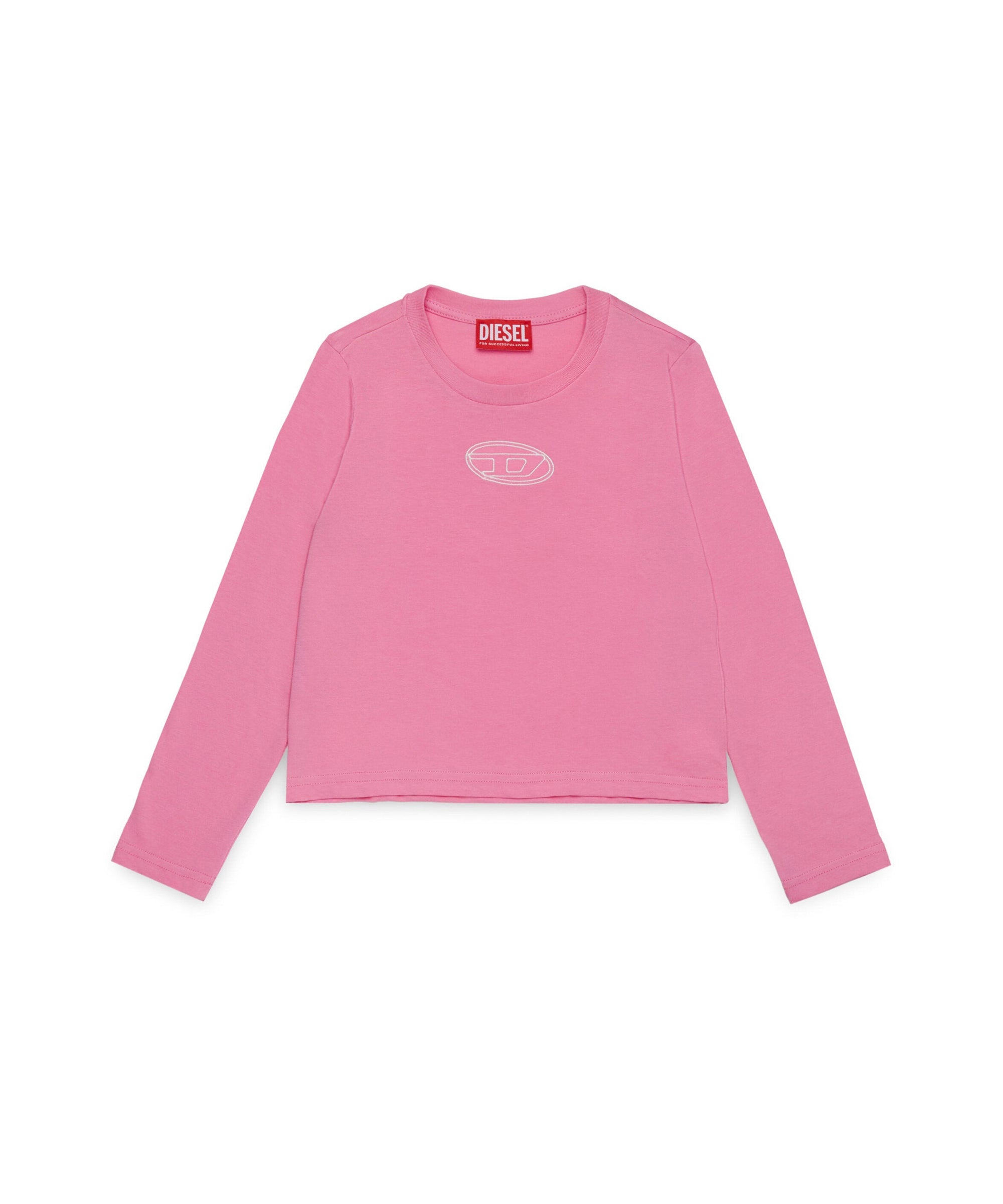 Diesel Kids T shirt Manica Lunga Fucsia con Oval D per Bambine