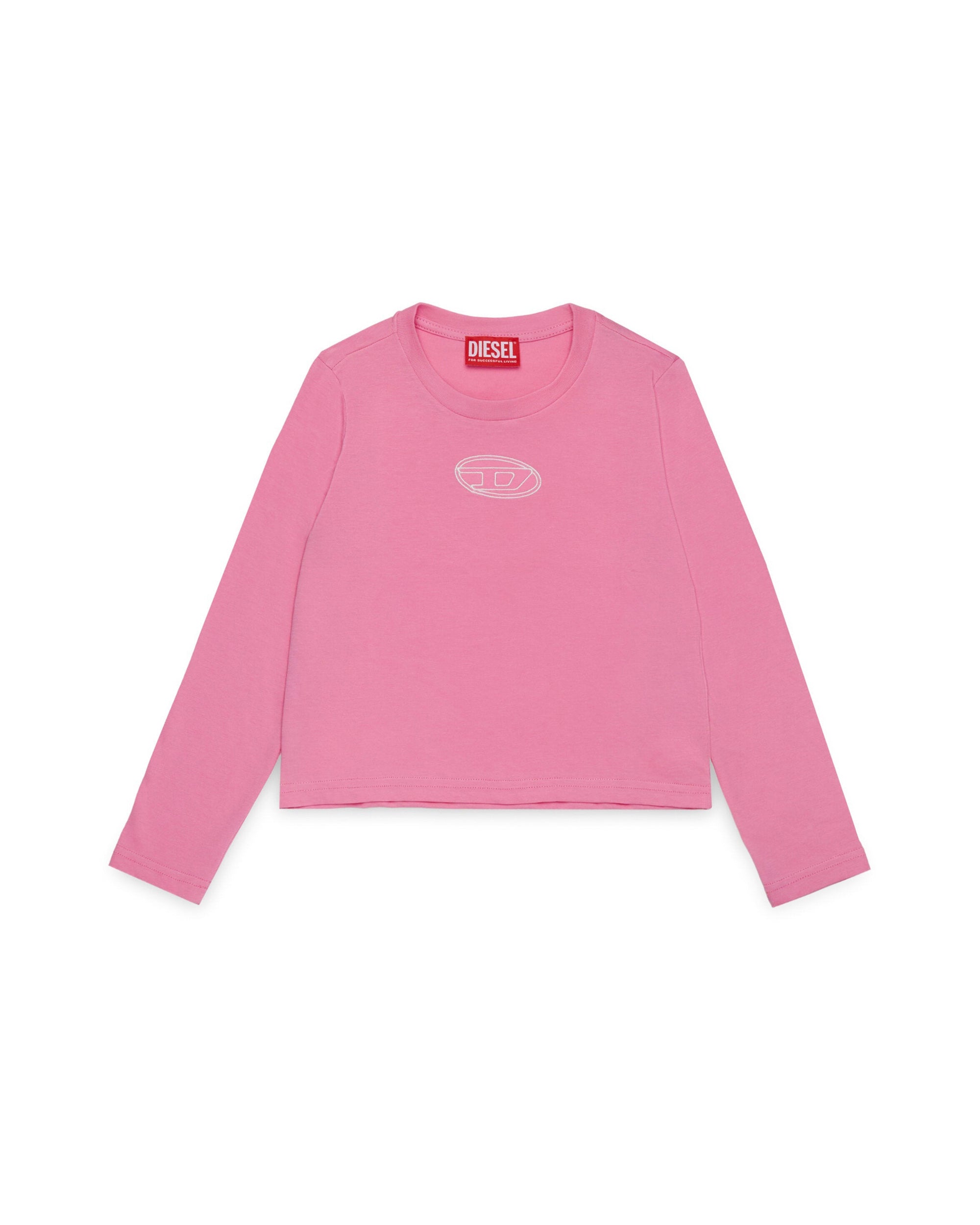 Diesel Kids T shirt Manica Lunga Fucsia con Oval D per Bambine